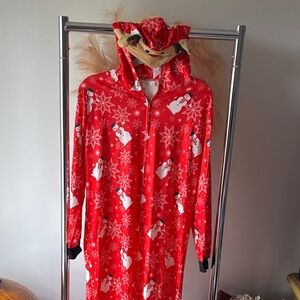 Women Hooded Snowman Onesie